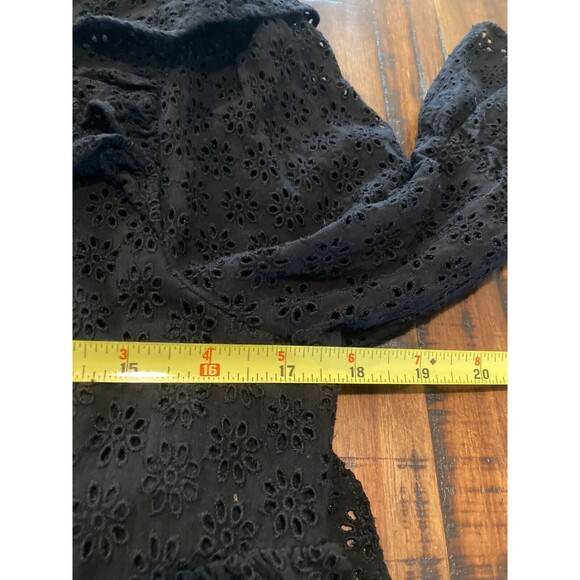 Madewell Waterlily Ruffle Eyelet Dress Black Size 8 - Picture 10 of 11